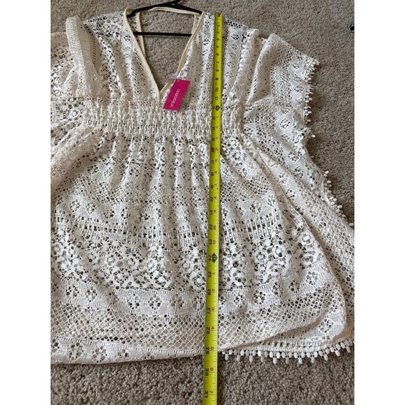 NWT No Boundaries Women's Swim Cover Up Blouse Size M Bohemian Coachella Cream - Picture 6 of 6